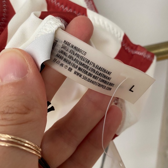 NWT Solid & Striped Women's The Ellie Bikini Top Riad Cream Rust Stripe L $158 - Picture 7 of 8